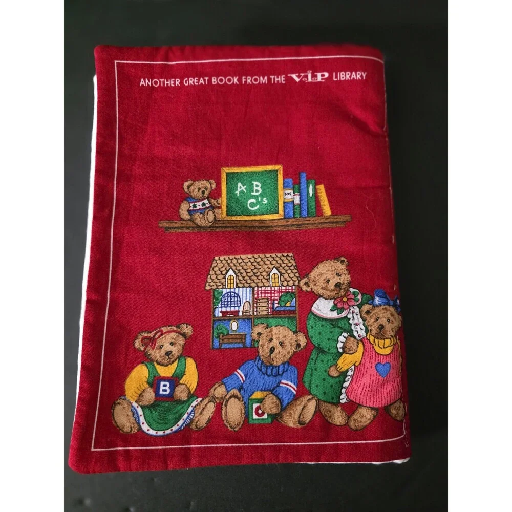 VIP CRANSTON Learning With Teddy Fabric Book Vtg 90's Baby Toy Toddler Hand Made